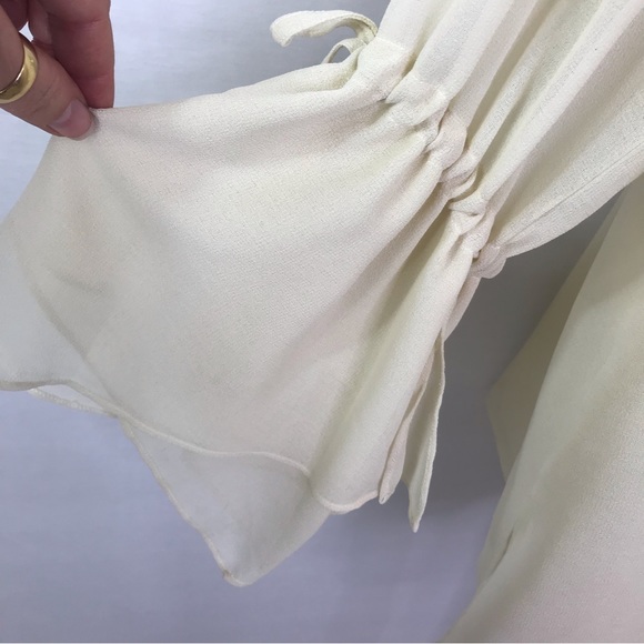 Roman's Ivory Flowy Copper & Turquoise Beaded Long Sleeve Blouse Size 26W - Picture 7 of 15